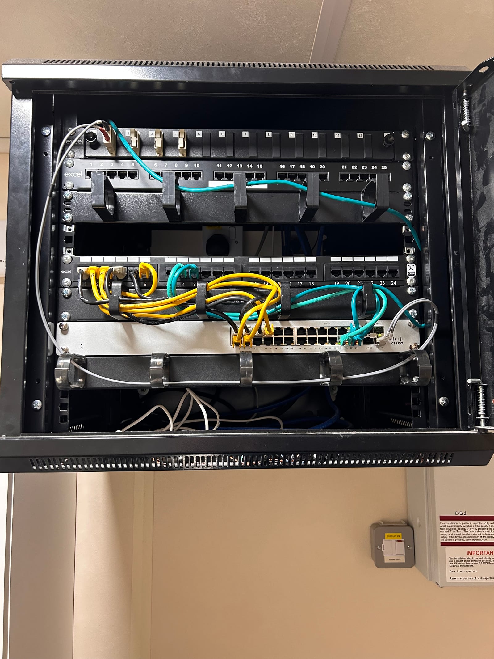 Replacement switching equipment in a second cabinet.