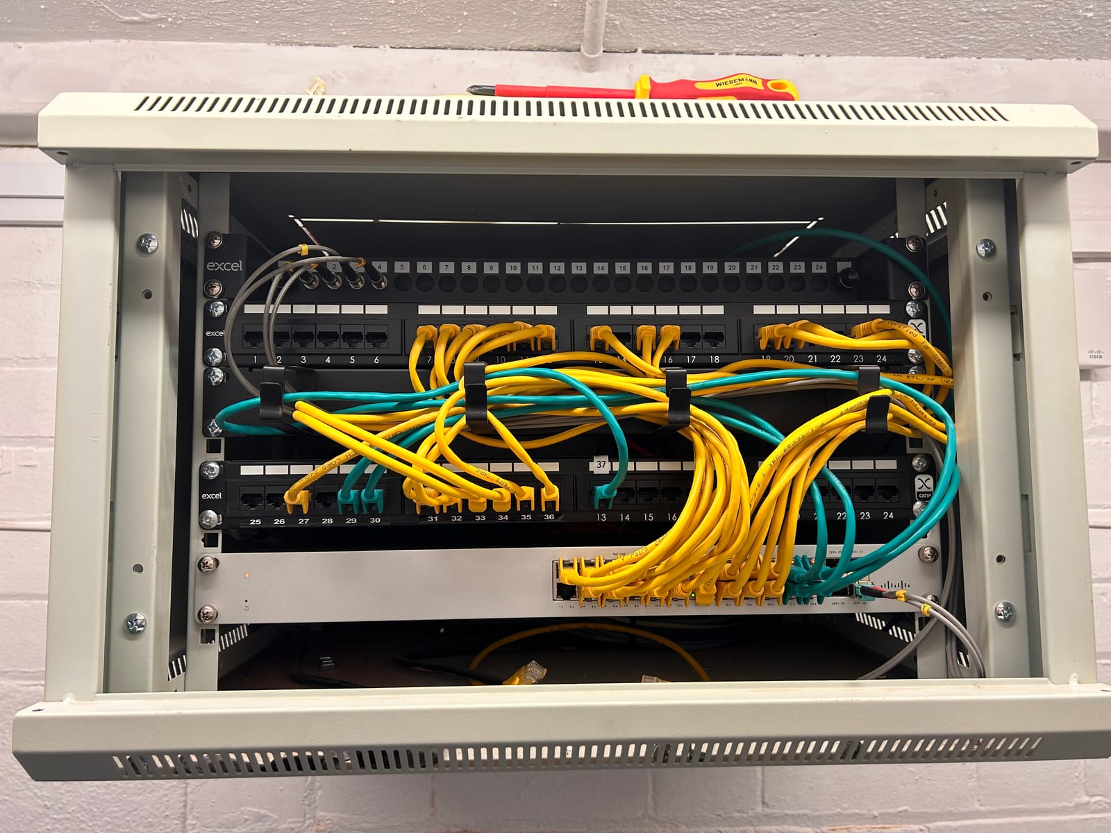 The upgraded switches and patch connections in place.